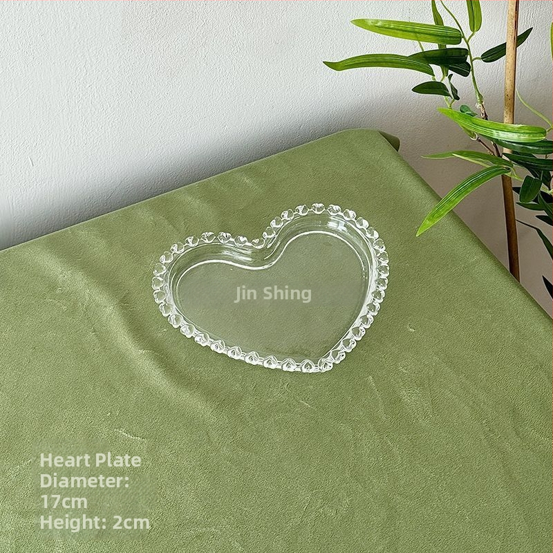 Qianka Stikla augļu un desertu demonstrācijas šķīvis, apaļš, virsma ar intarsiju, franču stils