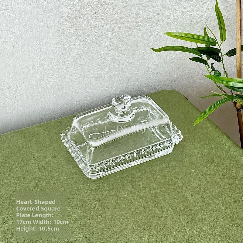 Qianka Stikla augļu un desertu demonstrācijas šķīvis, apaļš, virsma ar intarsiju, franču stils