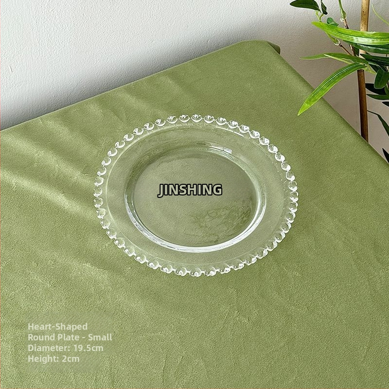 Qianka Stikla augļu un desertu demonstrācijas šķīvis, apaļš, virsma ar intarsiju, franču stils