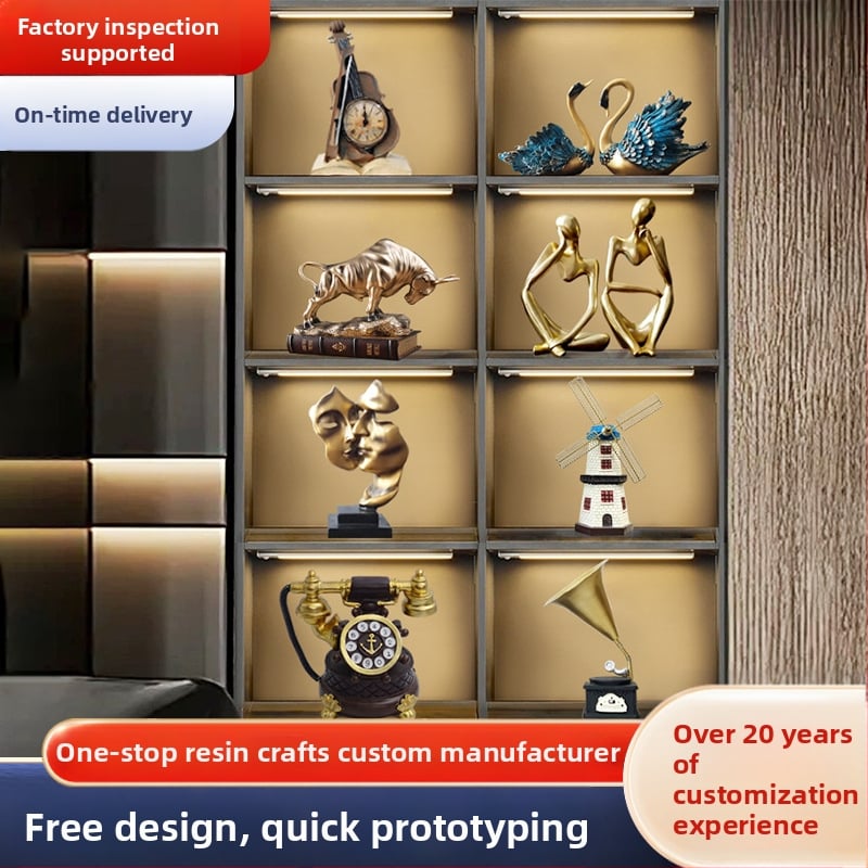 Vīna skapi dekoru komplekts — sveķu fonogrāfa aksesuāri birojam un viesistabai, Tengda zīmols, moderns retro stils, gatavs dāvanai