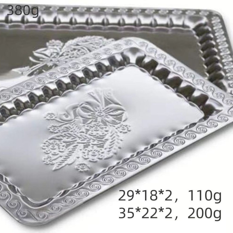 Nerūsējošā tērauda zeltītais trauks – reljefa pārklājums, franču retro stils – taisnstūra vai apaļa forma, rotaslietu un servēšanas trauks