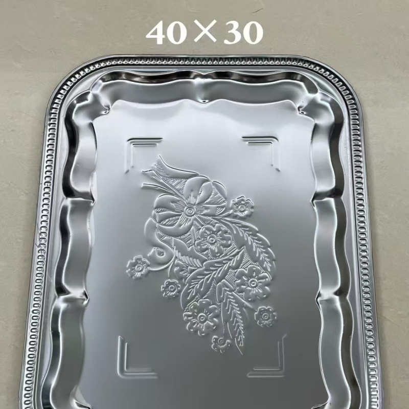 Nerūsējošā tērauda zeltītais trauks – reljefa pārklājums, franču retro stils – taisnstūra vai apaļa forma, rotaslietu un servēšanas trauks