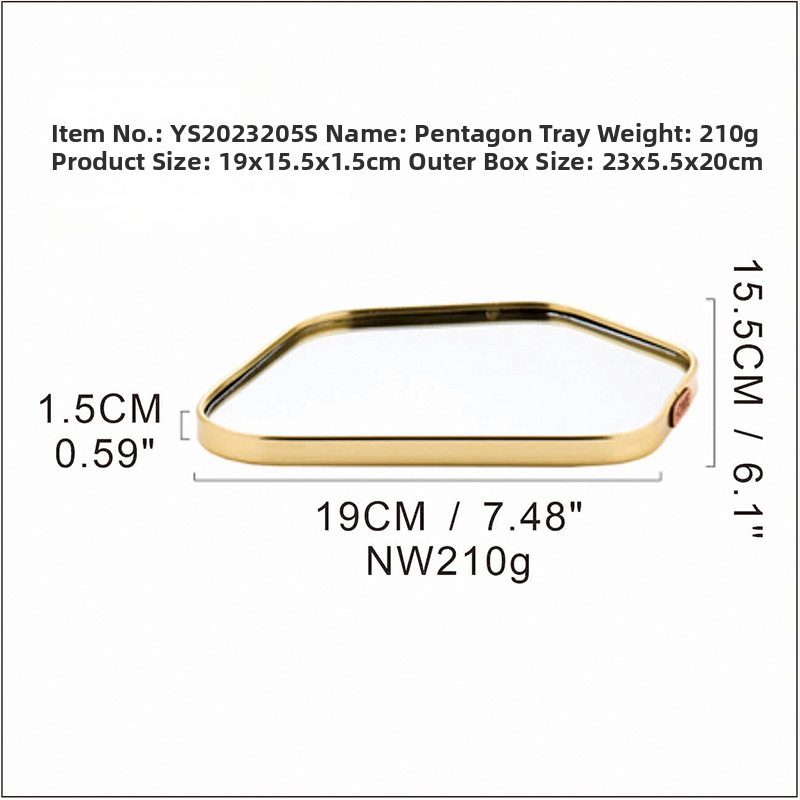 Viegls luksusa stila metāla spoguļa trauks ar daudzpusīgu neregulāru formu, pakaramais spogulis dzīvojamai istabai