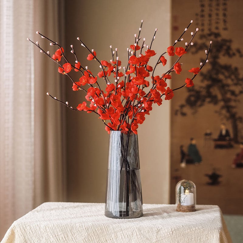 Mākslīga ziedu filiāle no zīda, mājas dekoriem, ar stilizāciju un 3D drukāšanas tekstūru