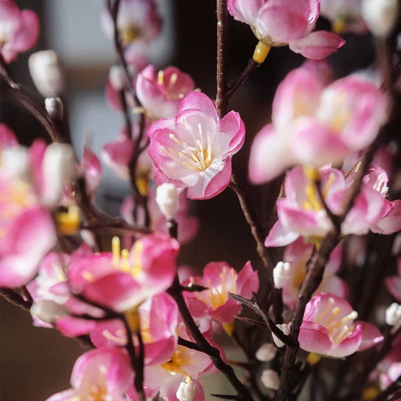 Mākslīga ziedu filiāle no zīda, mājas dekoriem, ar stilizāciju un 3D drukāšanas tekstūru