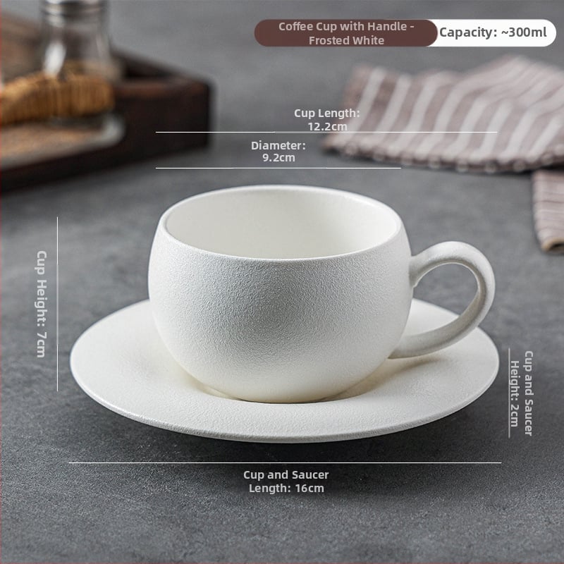 Keramiska kafijas krūze, retro vieglā luksusa stils, pielāgojama, latte art iespēja, svars 500 g (Keramikas materiāls • Latte art iespēja • Pielāgojama • Svars 500 g • Retro vieglā luksusa stils)