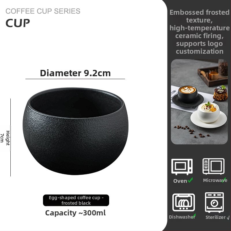 Keramiska kafijas krūze, retro vieglā luksusa stils, pielāgojama, latte art iespēja, svars 500 g (Keramikas materiāls • Latte art iespēja • Pielāgojama • Svars 500 g • Retro vieglā luksusa stils)