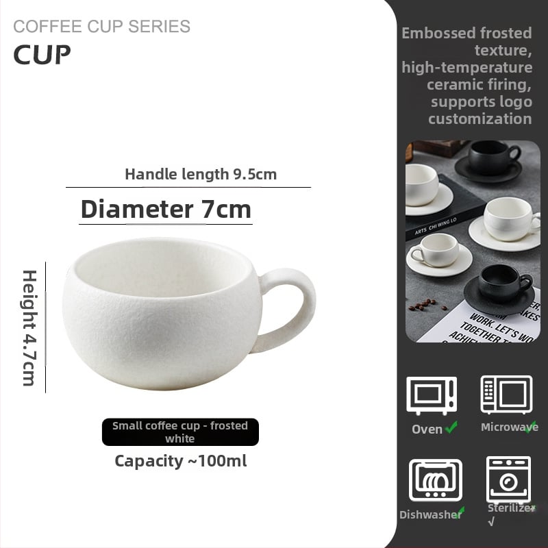 Keramiska kafijas krūze, retro vieglā luksusa stils, pielāgojama, latte art iespēja, svars 500 g (Keramikas materiāls • Latte art iespēja • Pielāgojama • Svars 500 g • Retro vieglā luksusa stils)