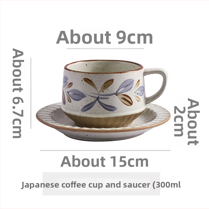 Keramikas kafas krūze ar ziedu rakstu, retro stilā, divu vienību komplekts, mikroviļņu krāsnij droša un izturīga pret augstām temperatūrām