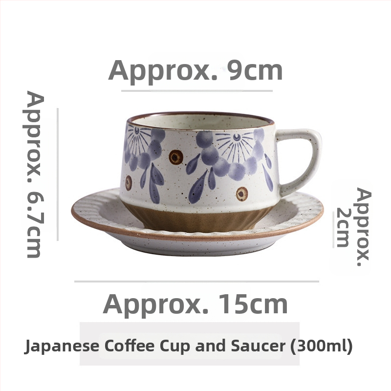 Keramikas kafas krūze ar ziedu rakstu, retro stilā, divu vienību komplekts, mikroviļņu krāsnij droša un izturīga pret augstām temperatūrām