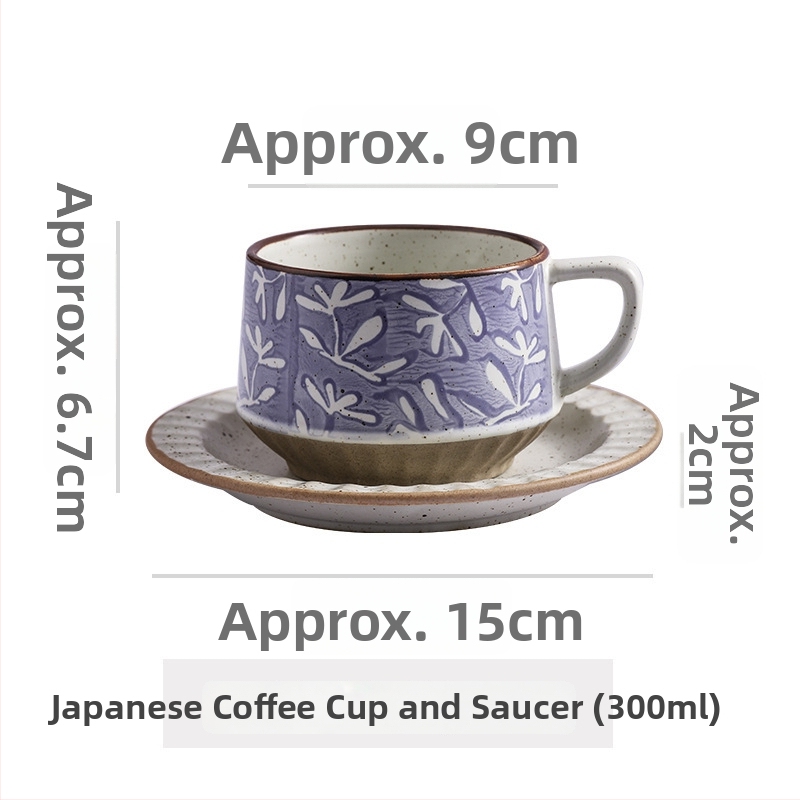 Keramikas kafas krūze ar ziedu rakstu, retro stilā, divu vienību komplekts, mikroviļņu krāsnij droša un izturīga pret augstām temperatūrām