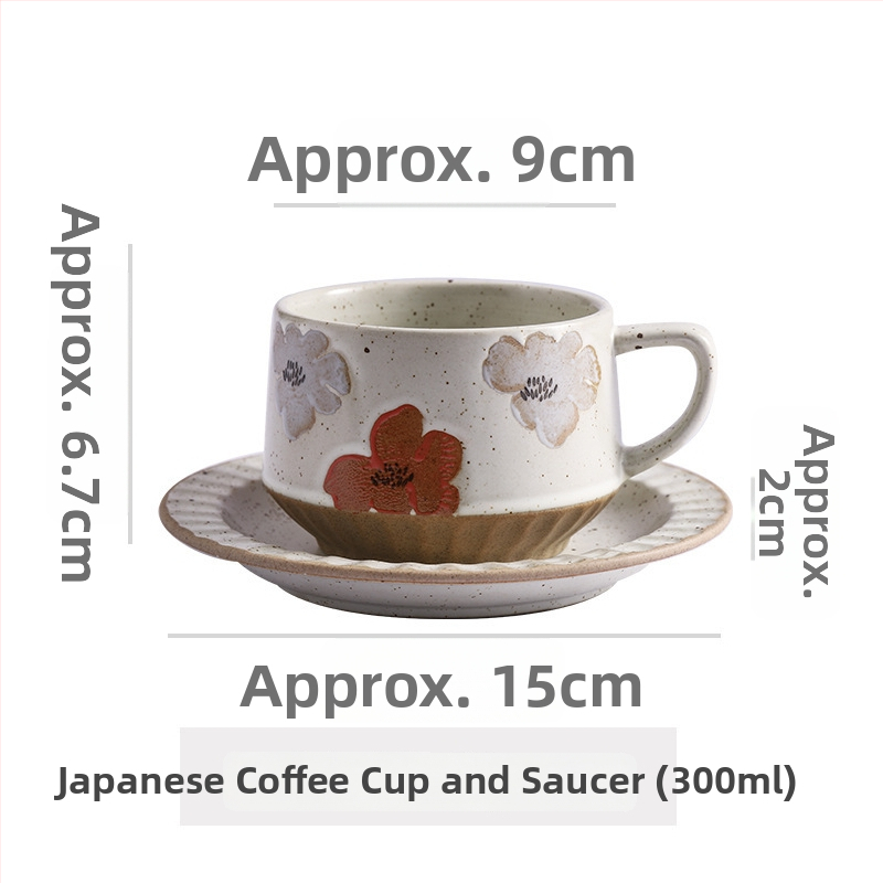 Keramikas kafas krūze ar ziedu rakstu, retro stilā, divu vienību komplekts, mikroviļņu krāsnij droša un izturīga pret augstām temperatūrām