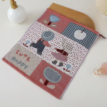 100% kokvilnas kvadrātveļas dvielis, 32 diegu džakvards audums, 50 g, izšūts sejai dvielis