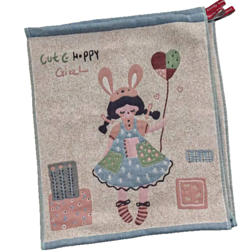 100% kokvilnas kvadrātveļas dvielis, 32 diegu džakvards audums, 50 g, izšūts sejai dvielis