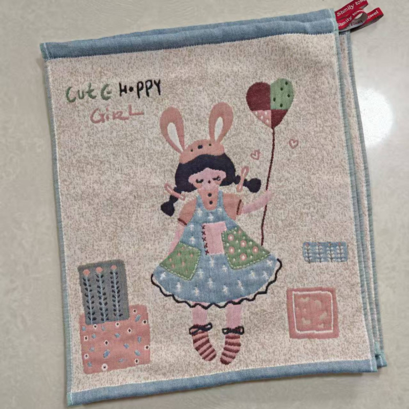 100% kokvilnas kvadrātveļas dvielis, 32 diegu džakvards audums, 50 g, izšūts sejai dvielis