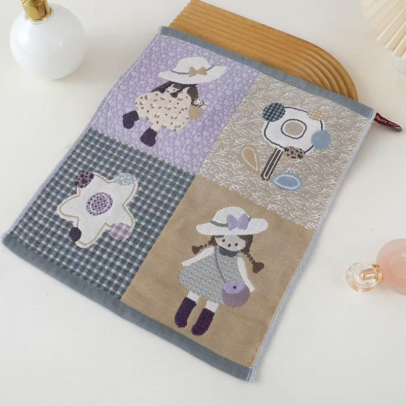 100% kokvilnas kvadrātveļas dvielis, 32 diegu džakvards audums, 50 g, izšūts sejai dvielis