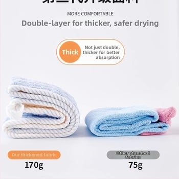 Gyerekeknek szánt hajszárító sapka, dupla rétegű, vastagabb, nagy nedvszívó képesség, gyors száradás