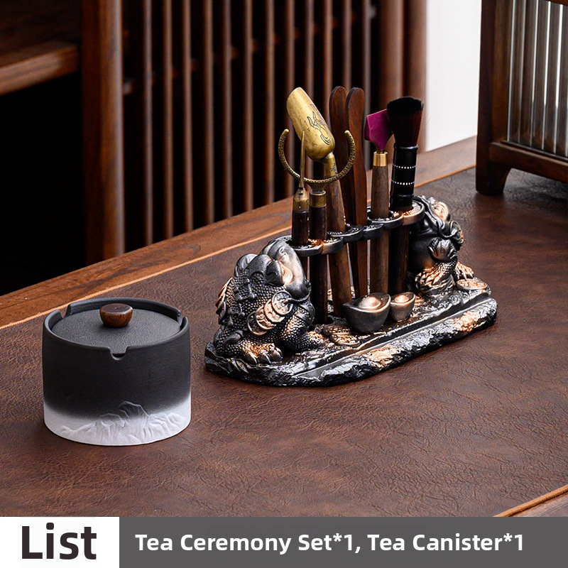 Set ceremonial de ceai Six Gentlemen pentru Kung Fu — accesorii din rășină de înaltă calitate, trusă completă de instrumente pentru ceai, 0,5 kg, ambalaj inclus, vara 2024