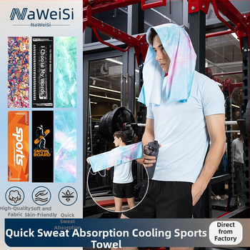 Navis mikrofibras sporta dvielis – drukāts logotips, 21 pavedienu viengabalīga konstrukcija, ātra žāvēšana, svars 180–250 g, absorbcija 5–10 s