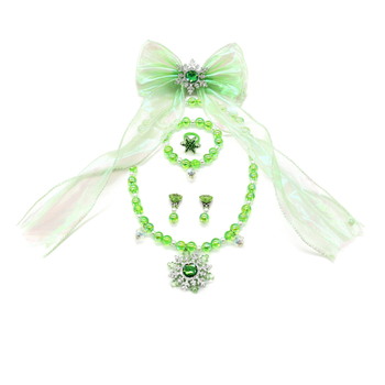 Bērnu juvelierizstrādājumu komplekts: kaklarota un rokassprādze ar sniegpārslām pērlītēm (Materiāls: Plastmasa/rezīns; Stils: Bērni; Vecums: 3–6, 6–10 un virs 10; Iepakojums: atsevišķi iepakots; Izlaiduma sezona: 2024. vasara)