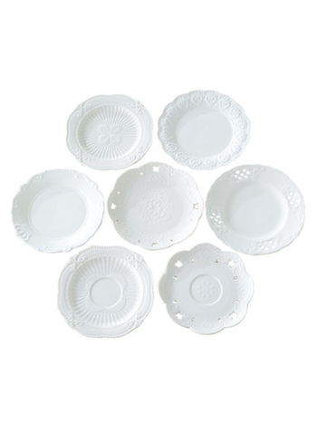 Porcelāna apļveida šķīvis kūkām un dim sum, Eiropas stila reljefs, podglazūras krāsa, mikroviļņu drošs, pielāgojams