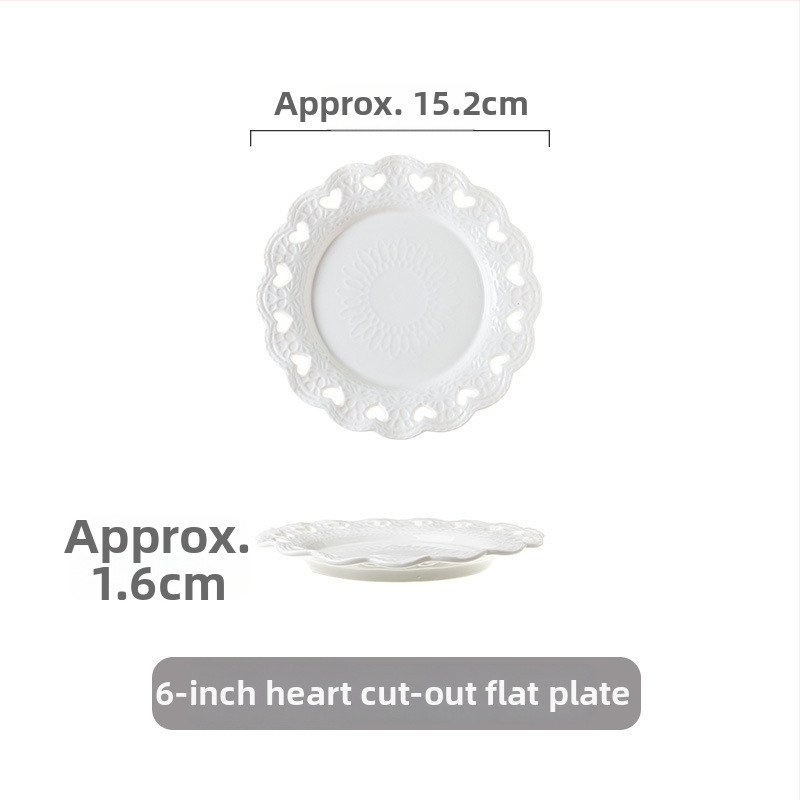 Porcelāna apļveida šķīvis kūkām un dim sum, Eiropas stila reljefs, podglazūras krāsa, mikroviļņu drošs, pielāgojams