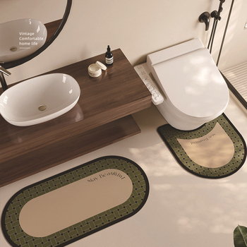 Комплект от три овални диатомитни подложки за баня и вход – бързосъхнещи, перящи се, стил лукс