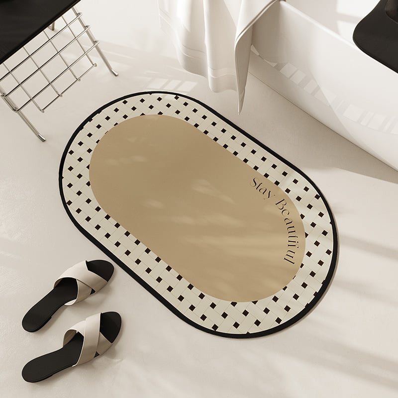 Комплект от три овални диатомитни подложки за баня и вход – бързосъхнещи, перящи се, стил лукс