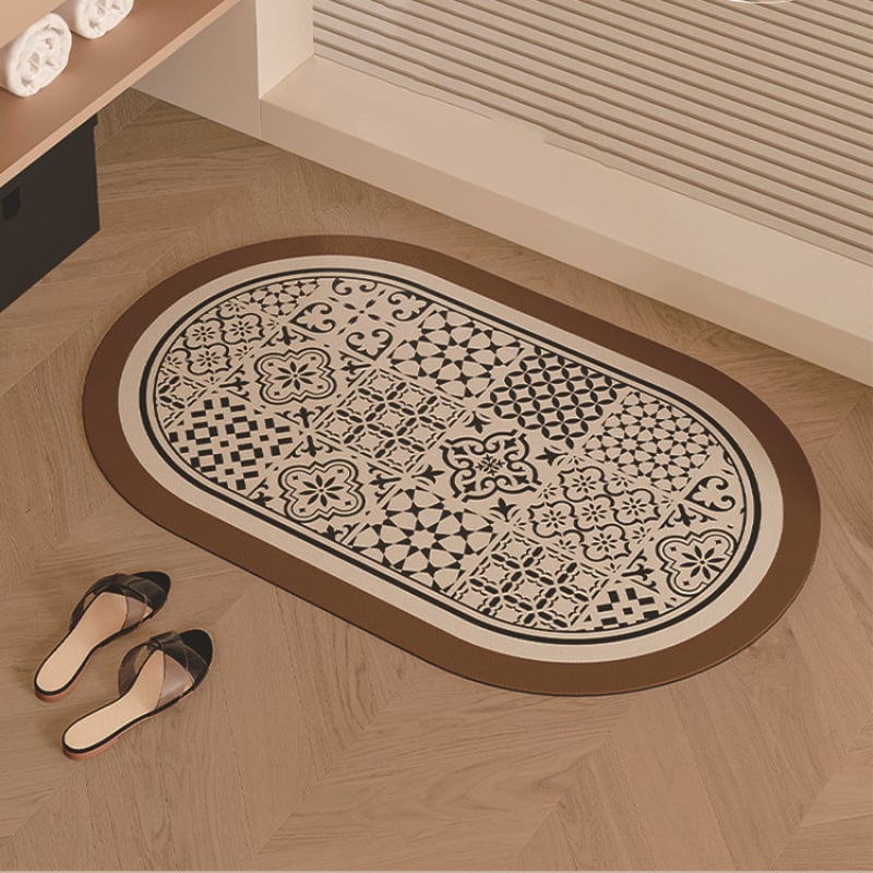 Комплект от три овални диатомитни подложки за баня и вход – бързосъхнещи, перящи се, стил лукс