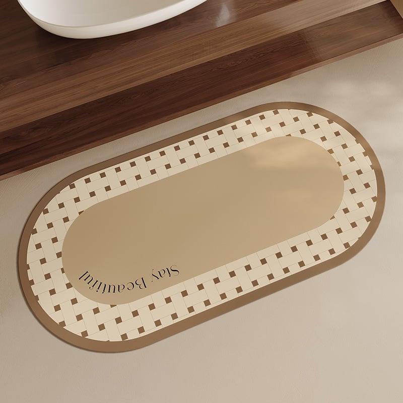 Комплект от три овални диатомитни подложки за баня и вход – бързосъхнещи, перящи се, стил лукс