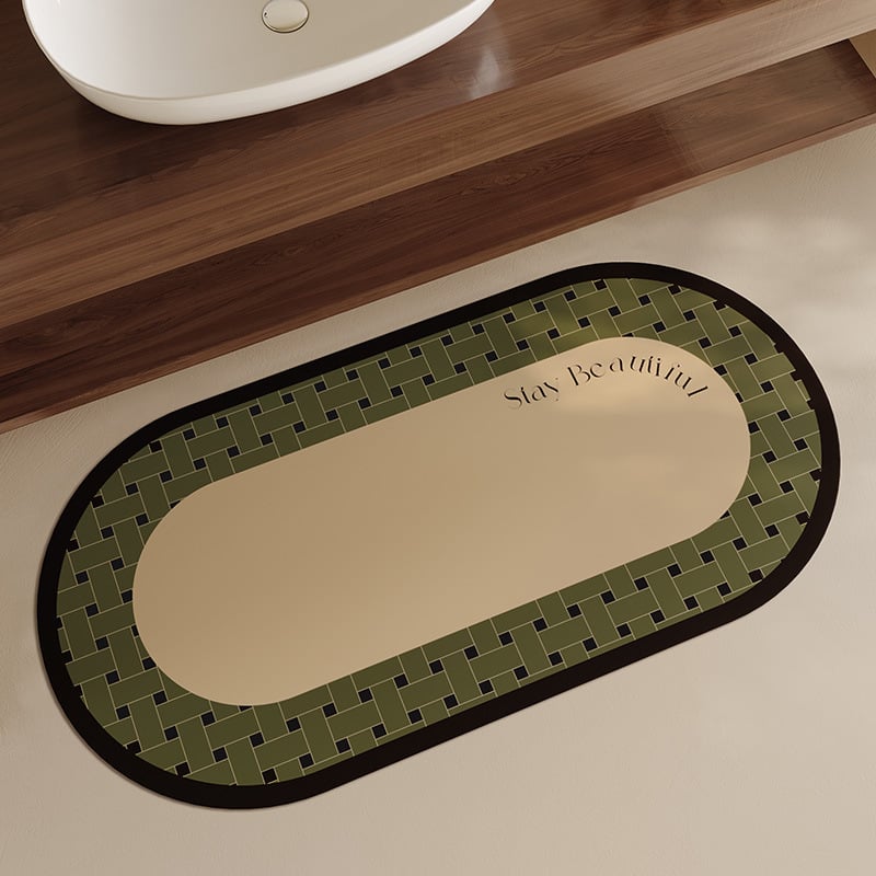 Комплект от три овални диатомитни подложки за баня и вход – бързосъхнещи, перящи се, стил лукс