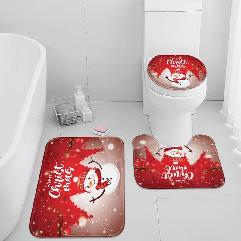 Комплект от три банни подложки за пода, полиестерно влакно, печатен дизайн, специална форма, персонализиране, миещи се