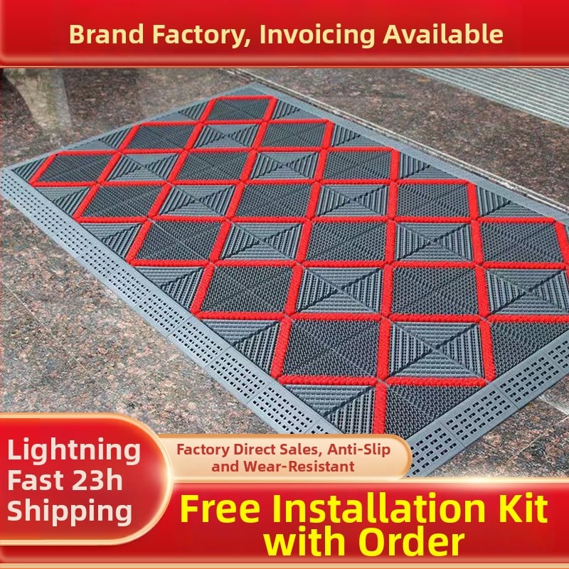 Подова постелка - нехлъзгаща се, външна входна за хотел, събира кал и прах, квадратна, дебелина 2,5 cm, пластмасов полимер, персонализируема за комерсиална употреба