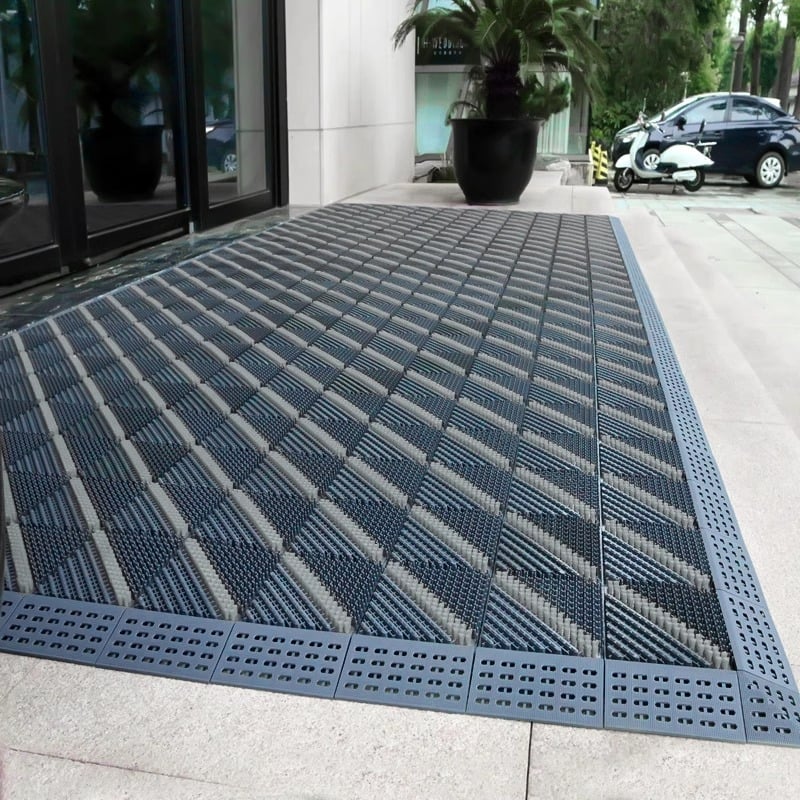 Подова постелка - нехлъзгаща се, външна входна за хотел, събира кал и прах, квадратна, дебелина 2,5 cm, пластмасов полимер, персонализируема за комерсиална употреба