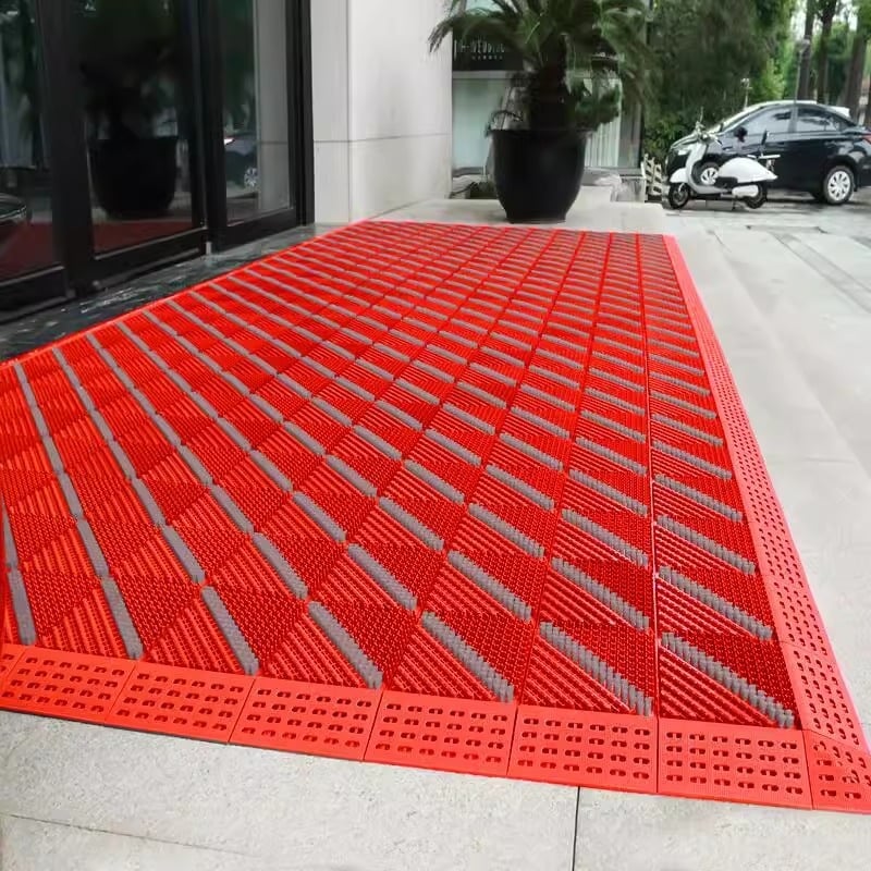 Подова постелка - нехлъзгаща се, външна входна за хотел, събира кал и прах, квадратна, дебелина 2,5 cm, пластмасов полимер, персонализируема за комерсиална употреба