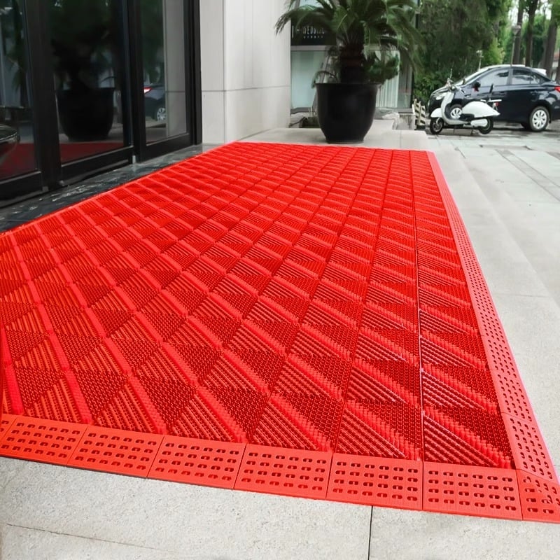 Подова постелка - нехлъзгаща се, външна входна за хотел, събира кал и прах, квадратна, дебелина 2,5 cm, пластмасов полимер, персонализируема за комерсиална употреба