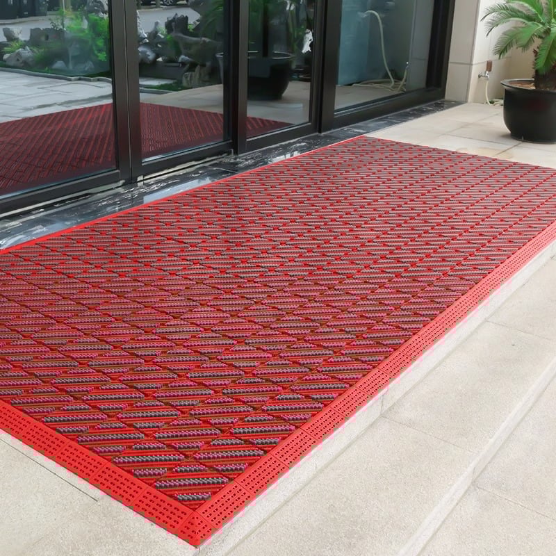 Подова постелка - нехлъзгаща се, външна входна за хотел, събира кал и прах, квадратна, дебелина 2,5 cm, пластмасов полимер, персонализируема за комерсиална употреба