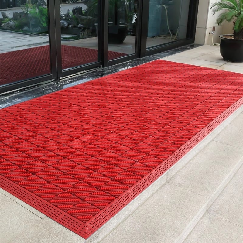 Подова постелка - нехлъзгаща се, външна входна за хотел, събира кал и прах, квадратна, дебелина 2,5 cm, пластмасов полимер, персонализируема за комерсиална употреба