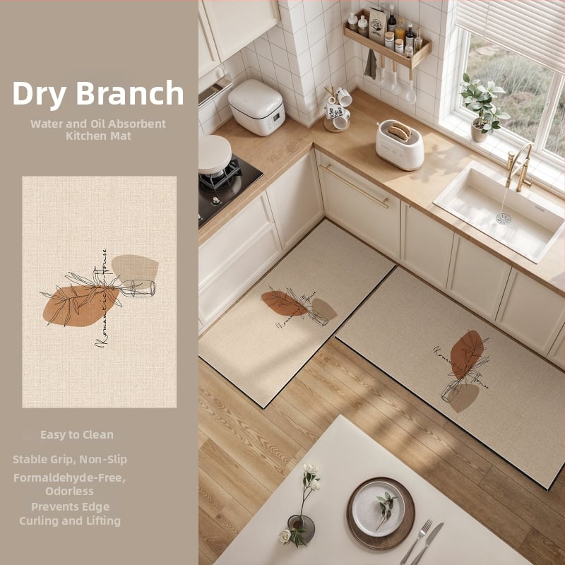 Кухненски подов килим: Неплъзгащ се, Маслоустойчив, Миещ се, Водопоглъщащ, Диатомна глина