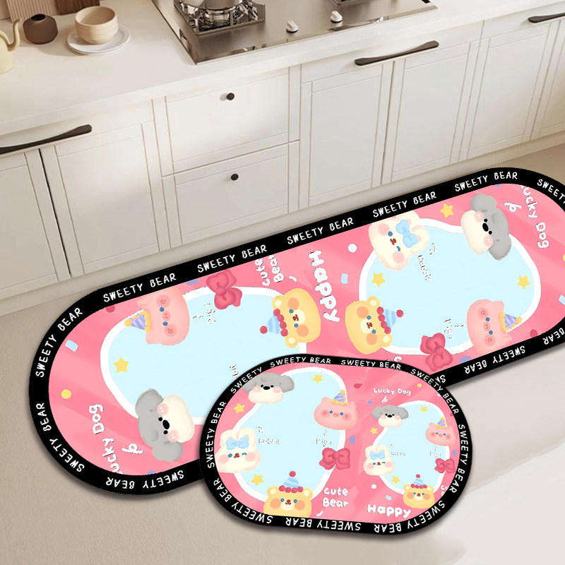 Įėjimo kilimėlis su animaciniu piešiniu iš diatomito molio, sugeria vandenį, neslidus, tinkamas vonios, virtuvės, svetainės ir įėjimo zonai