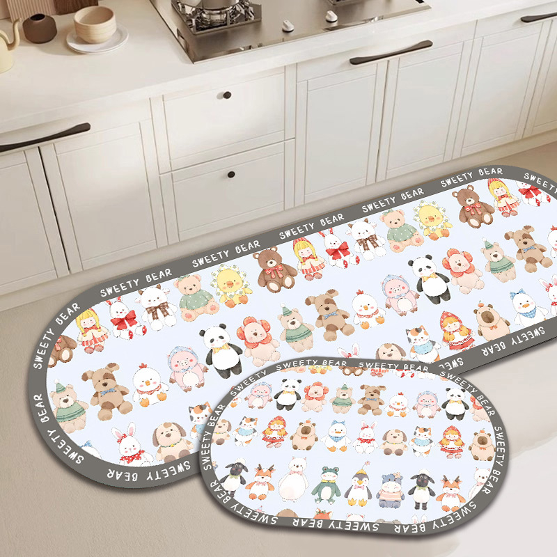 Įėjimo kilimėlis su animaciniu piešiniu iš diatomito molio, sugeria vandenį, neslidus, tinkamas vonios, virtuvės, svetainės ir įėjimo zonai