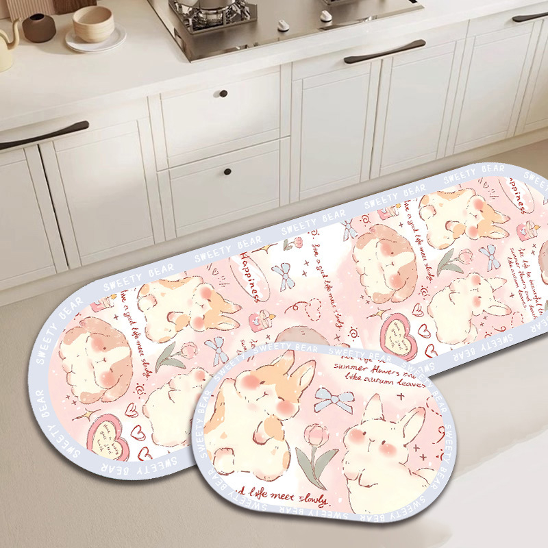 Įėjimo kilimėlis su animaciniu piešiniu iš diatomito molio, sugeria vandenį, neslidus, tinkamas vonios, virtuvės, svetainės ir įėjimo zonai