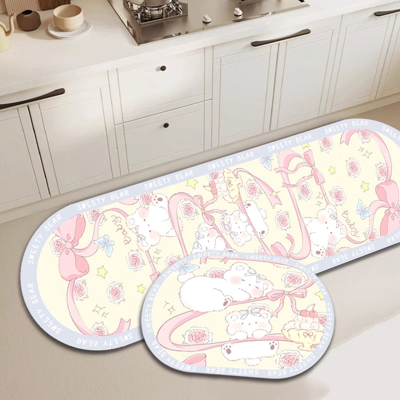 Įėjimo kilimėlis su animaciniu piešiniu iš diatomito molio, sugeria vandenį, neslidus, tinkamas vonios, virtuvės, svetainės ir įėjimo zonai