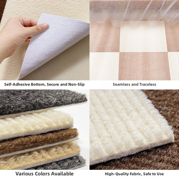 Pašlīmējošas kvadrātveida grīdas plāksnes, poliestera šķiedra, vienots raksts, mazgājam veļas mašīnā, japāņu stils, mūsdienīga vienkāršība