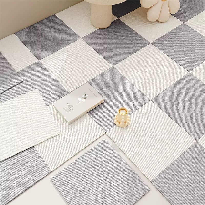 Pašlīmējošas kvadrātveida grīdas plāksnes, poliestera šķiedra, vienots raksts, mazgājam veļas mašīnā, japāņu stils, mūsdienīga vienkāršība