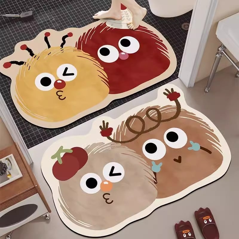 Ārpuszemes formas karikatūras vannas paklājs | diatomīta māls, ūdeni uzsūcošs, neslīdošs, ar roku mazgājams, druka, karikatūru stils, piemērots komerciāliem telpām, pielāgojams