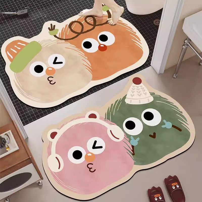 Ārpuszemes formas karikatūras vannas paklājs | diatomīta māls, ūdeni uzsūcošs, neslīdošs, ar roku mazgājams, druka, karikatūru stils, piemērots komerciāliem telpām, pielāgojams