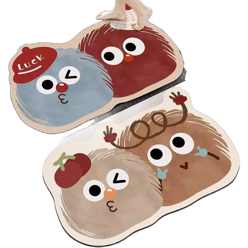 Ārpuszemes formas karikatūras vannas paklājs | diatomīta māls, ūdeni uzsūcošs, neslīdošs, ar roku mazgājams, druka, karikatūru stils, piemērots komerciāliem telpām, pielāgojams