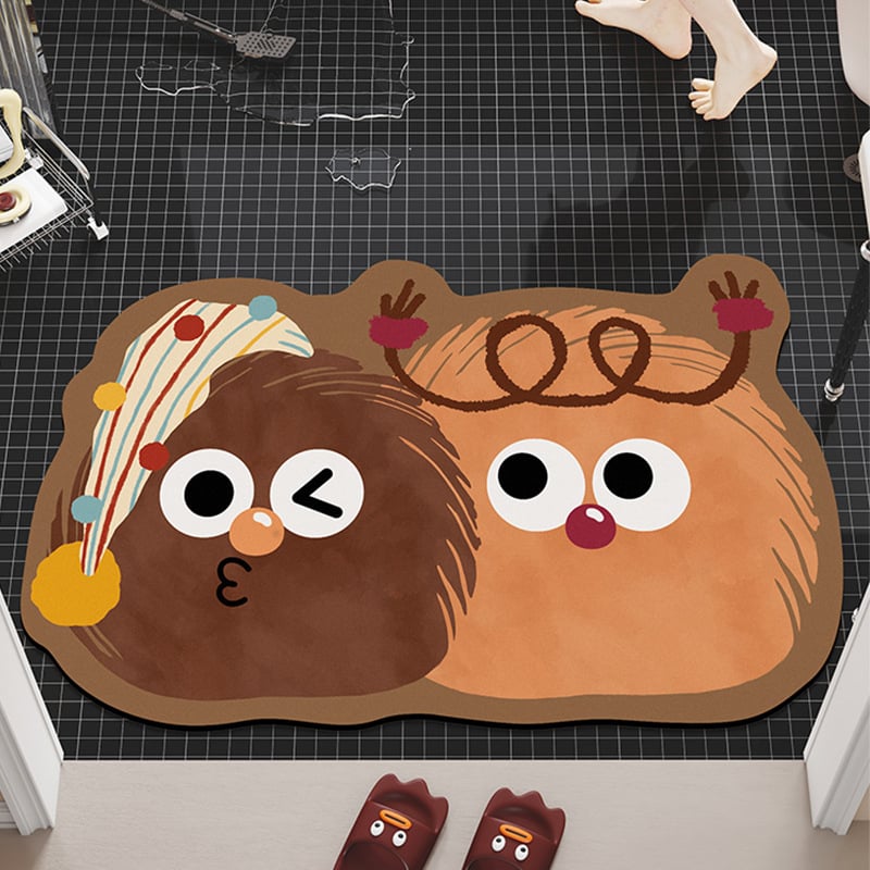 Ārpuszemes formas karikatūras vannas paklājs | diatomīta māls, ūdeni uzsūcošs, neslīdošs, ar roku mazgājams, druka, karikatūru stils, piemērots komerciāliem telpām, pielāgojams