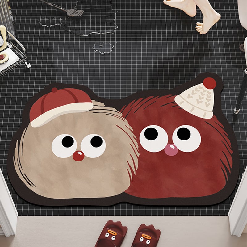 Ārpuszemes formas karikatūras vannas paklājs | diatomīta māls, ūdeni uzsūcošs, neslīdošs, ar roku mazgājams, druka, karikatūru stils, piemērots komerciāliem telpām, pielāgojams